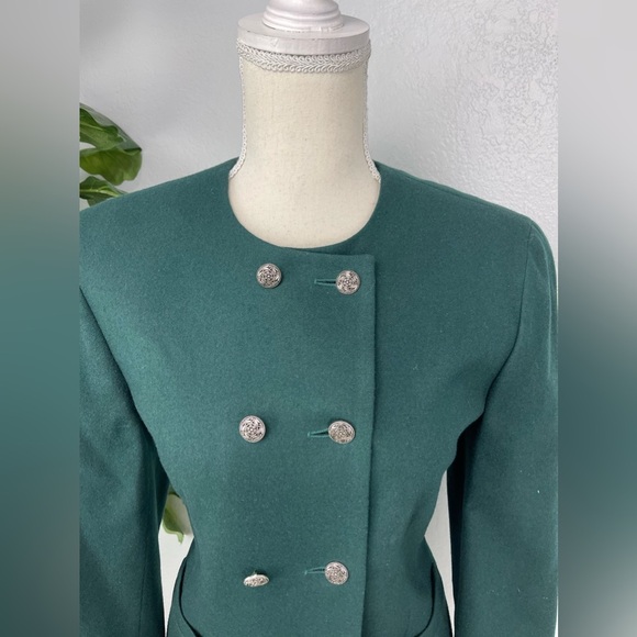 Vintage Pendleton Pine Green Wool Double Breasted Short Style Coat Jacket - Picture 2 of 9